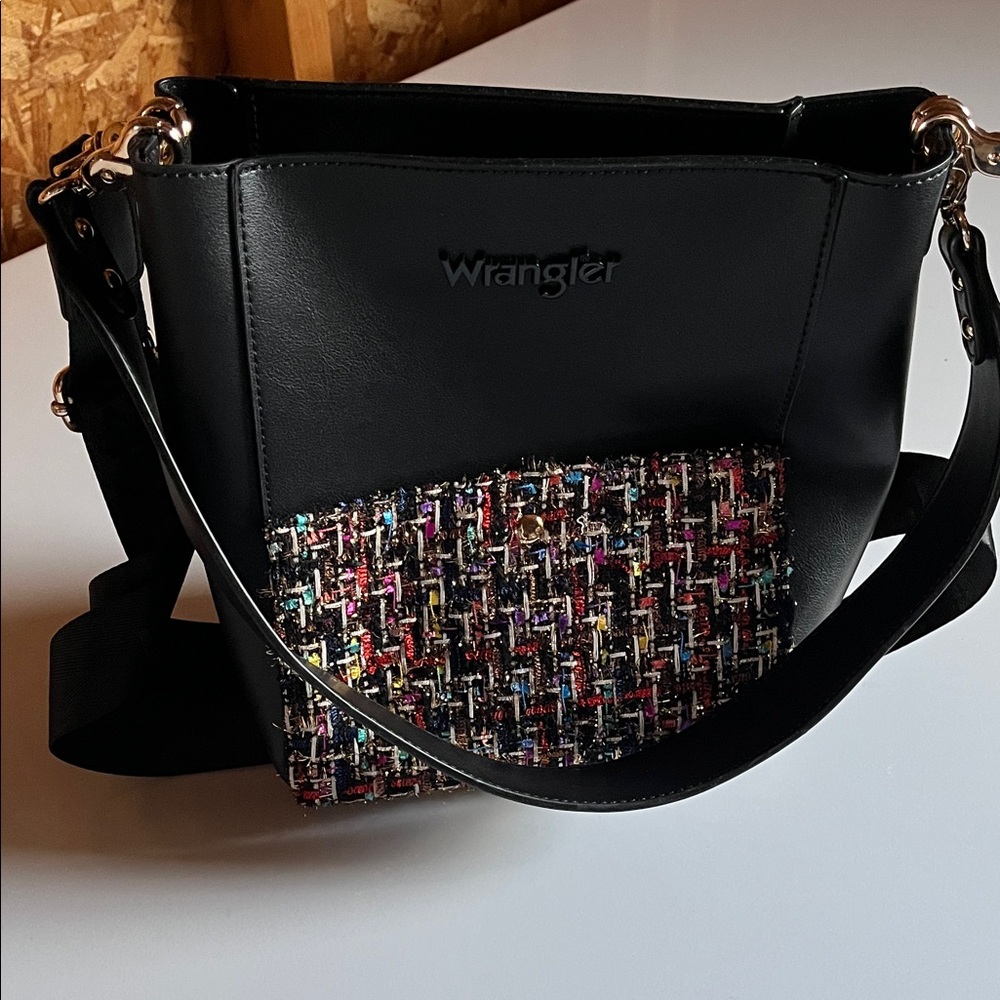 Wrangler Women's Black and Colorful Shoulder Bag